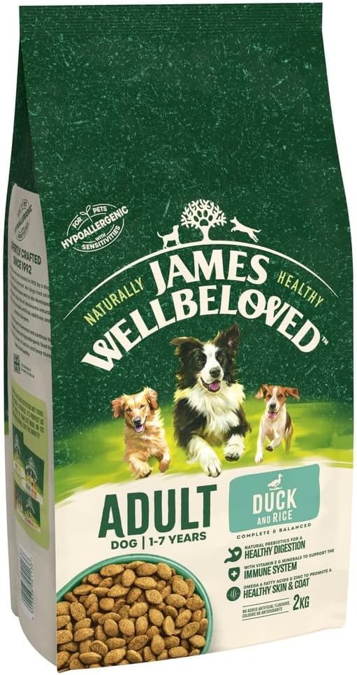 James Wellbeloved Adult Duck & Rice 2 kg Bag, Hypoallergenic Dry Dog Food