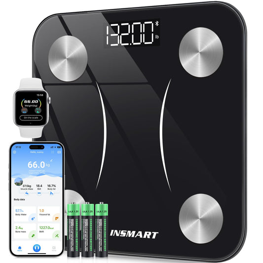 Bluetooth Body Fat Scales, INSMART Smart Digital Bathroom Weight Weighing Scales for Body Composition Analyzer with Smart APP, Body Composition Fitbit Scales for Fitness (ST/LB/KG)