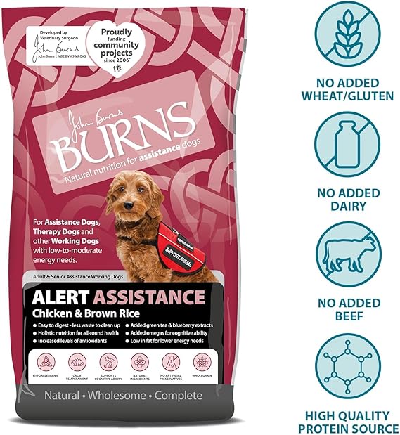 Burns Pet Nutrition Hypoallergenic Complete Dry Dog Food Adult and Senior Dog Alert Chicken and Brown Rice 6 kg