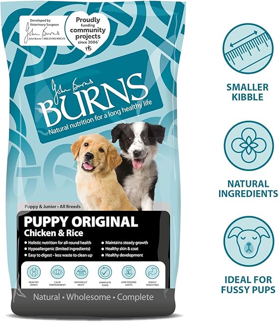 Burns Pet Nutrition Hypoallergenic Complete Dry Dog Food Puppy Original Chicken and Rice 6 kg