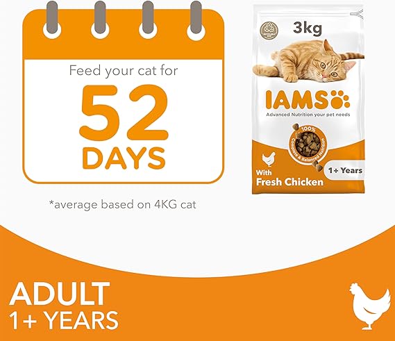 IAMS Complete Dry Cat Food for Adult 1+ Cats with Chicken 3 kg