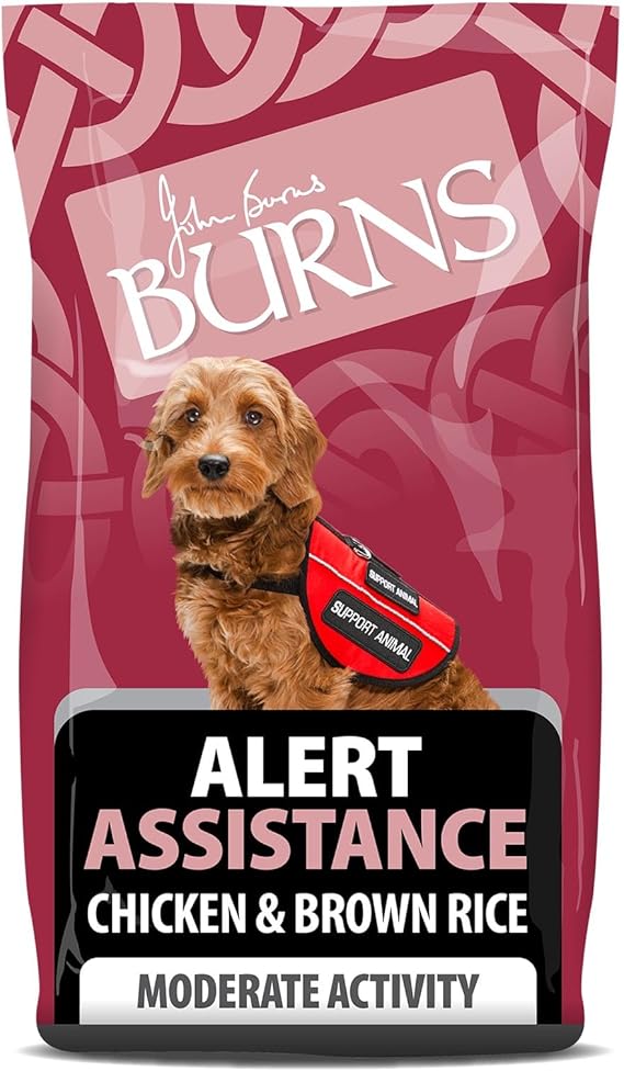 Burns Pet Nutrition Hypoallergenic Complete Dry Dog Food Adult and Senior Dog Alert Chicken and Brown Rice 12 kg