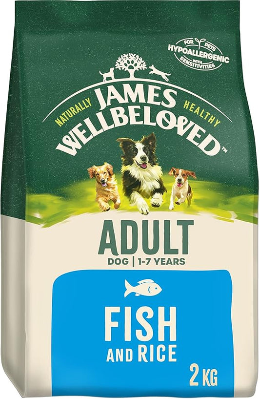 James Wellbeloved Adult Fish & Rice 2 kg Bag, Hypoallergenic Dry Dog Food