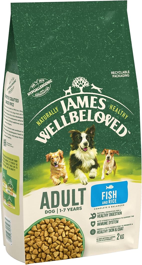 James Wellbeloved Adult Fish & Rice 2 kg Bag, Hypoallergenic Dry Dog Food