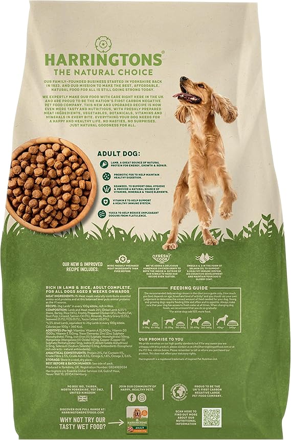 Harringtons Complete Dry Adult Dog Food Lamb & Rice 15 kg - Made with All Natural Ingredients