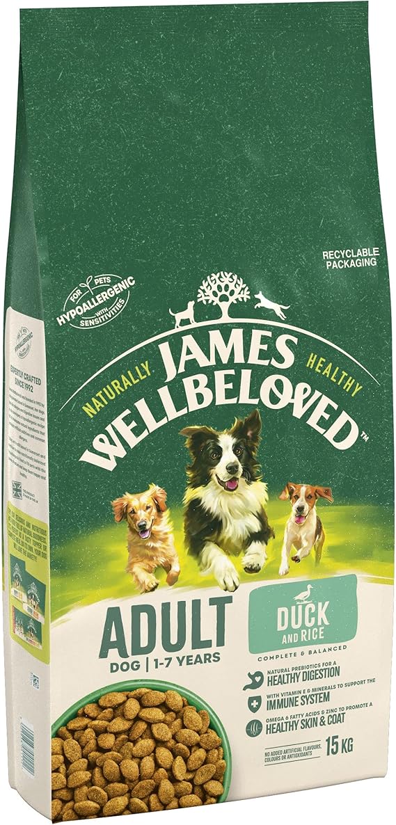 James Wellbeloved Adult Duck & Rice 2 kg Bag, Hypoallergenic Dry Dog Food